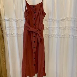 Button Up/Tie Waist Midi Dress